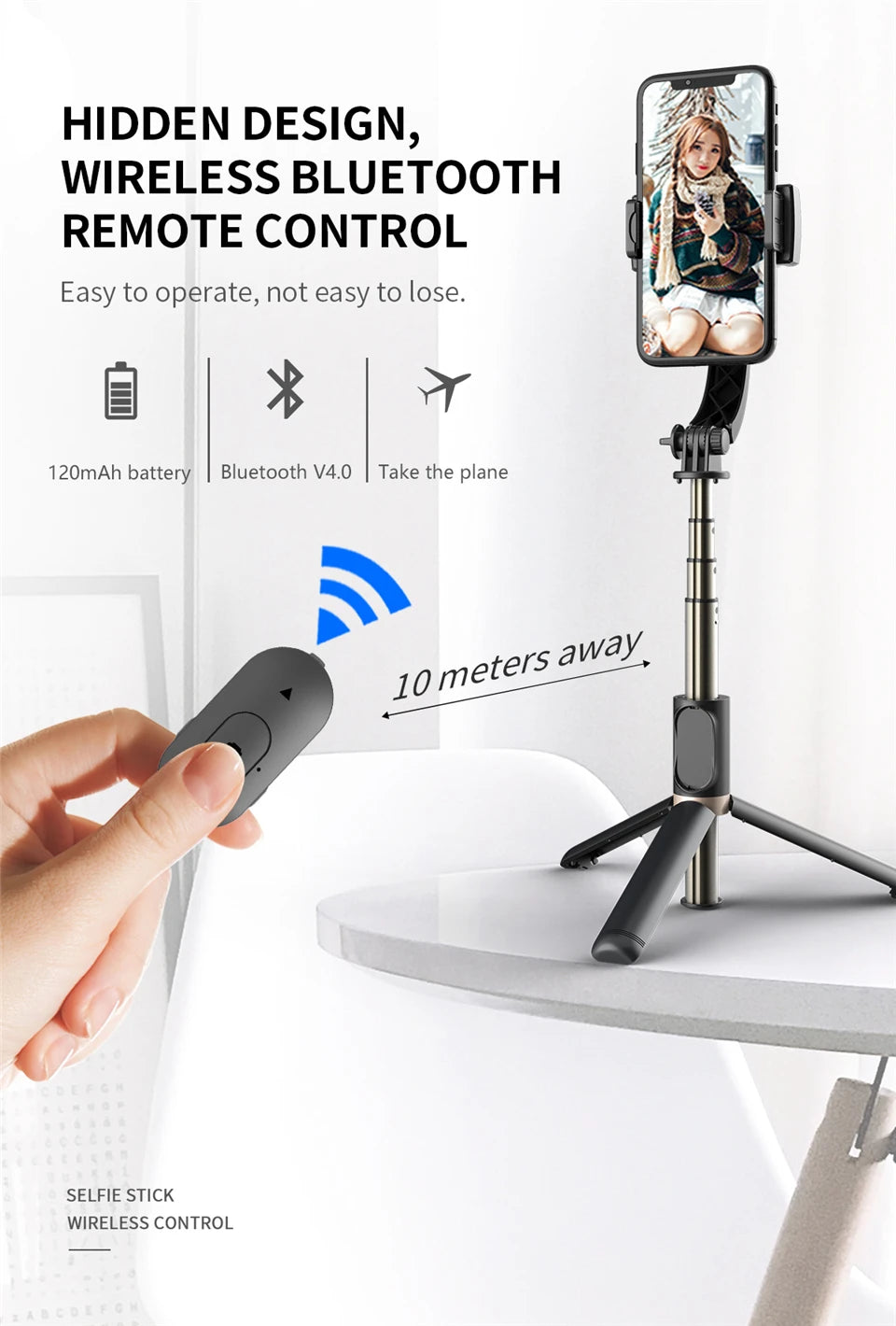 Roreta 2023 New Gimbal Stabilizer Selfie Stick