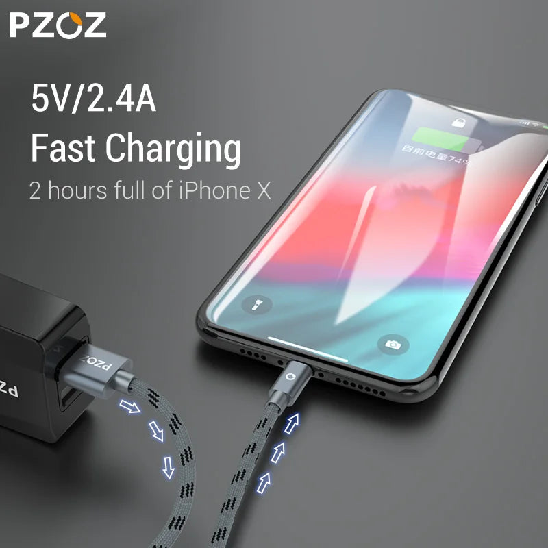 PZOZ Usb Cable For iphone cable 14 13 12 11 pro max Xs Xr X SE 8 7 6s plus ipad air mini fast charging cable For iphone charger - CONGATON