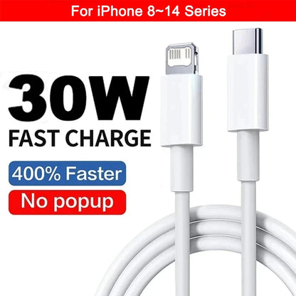 PD 30W USB Cable For Apple iPhone 15 14 13 12 11 Pro Max 7 8 Plus XS X XR Fast Charging USB C Cable Charge Date Wire Accessories - CONGATON