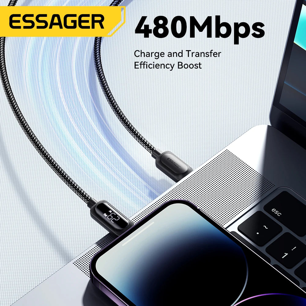 Essager USB C Cable For iPhone 14 13 12 11 Pro Max Xs Digital Display Wire PD 29W Fast Charging Type C To Lighting Data Cord - CONGATON