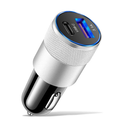 68W Dual USB Type C Car Charger Metal