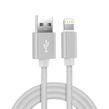 Metal Nylon Braided USB Charger Cable for iPhone 14 8 7 6S Plus X XR XS 11 12 13 Pro Max iPad 9 Fast Charging Data Cord 1m 2m 3m - CONGATON