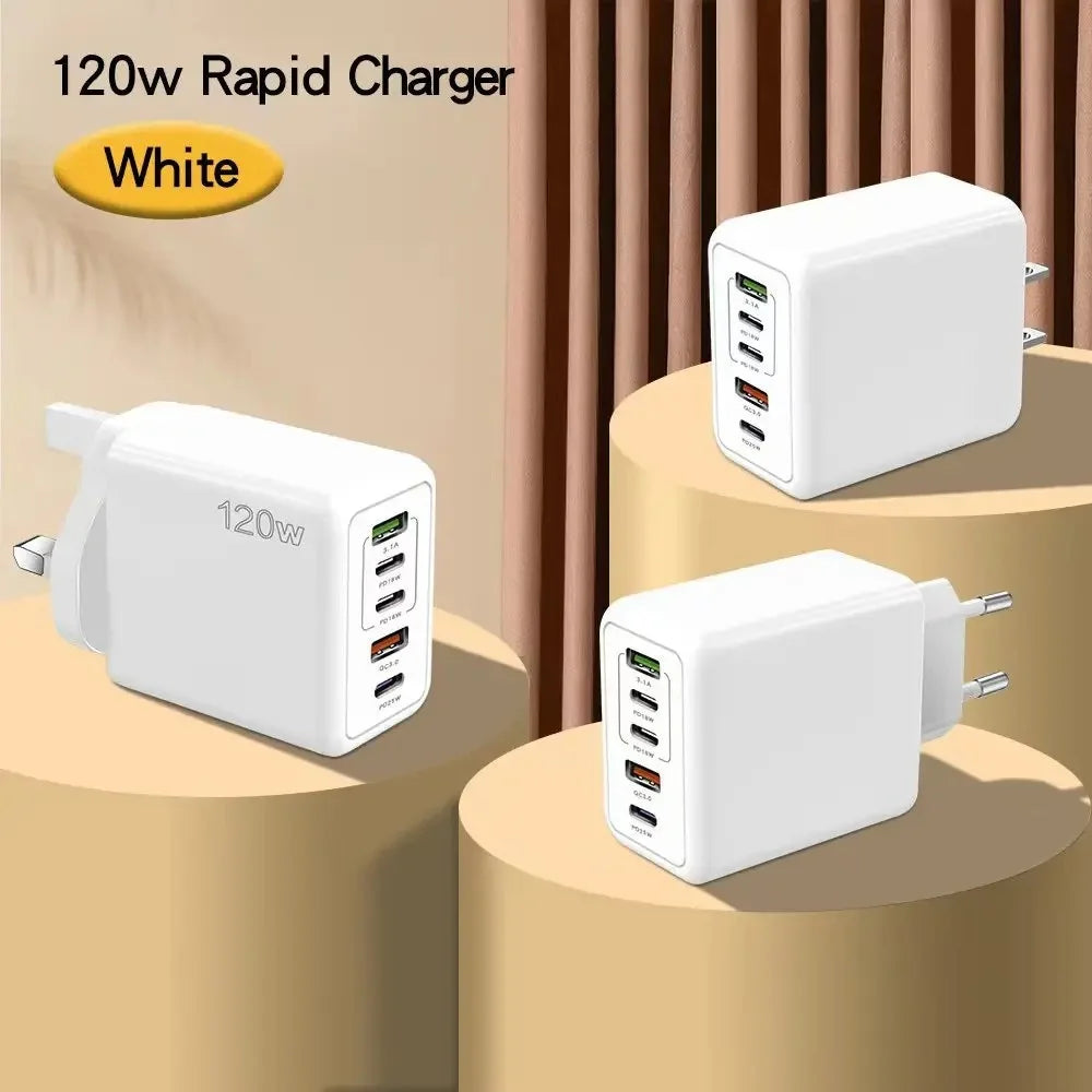 Total 120W USB Charger 5 Ports Type C