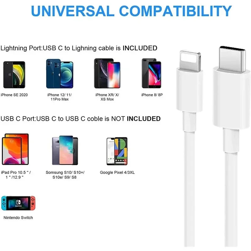 30W Fast Charging Cable For Apple iPhone 14 13 12 11 Pro Max Mini USB C Quick Cable For X XR XS 8 7 14 Plus SE Phone Accessories - CONGATON