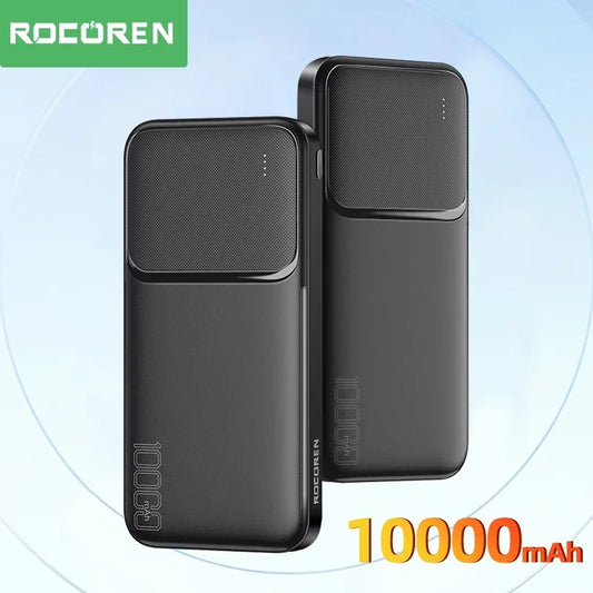 Rocoren Power Bank 10000mAh Portable Charger External Battery PoverBank 10000 Fast Charging Powerbank For iPhone Xiaomi mi POCO - CONGATON