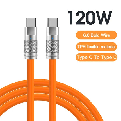 120W 6A Super Fast Charge USB C Liquid Silicone Cable For iPhone 14 15 Huawei Samsung Xiaomi Quick Charger Type-C Data Wire - CONGATON