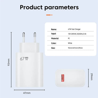 For Xiaomi 67W USB Super Fast Charger