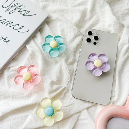 1pc Transparent Resin Candy-Colored Flower Phone Holder