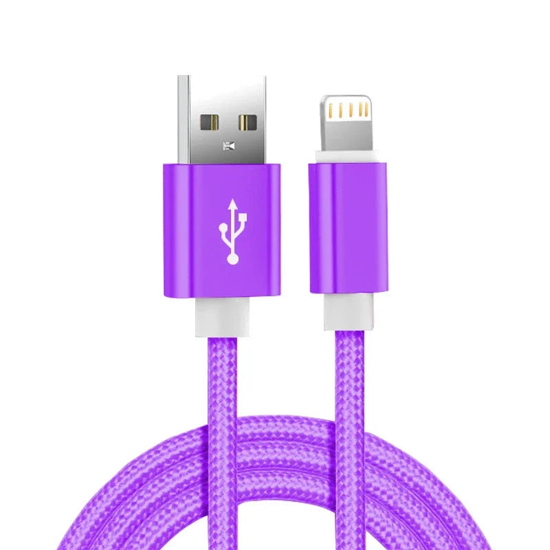 Metal Nylon Braided USB Charger Cable for iPhone 14 8 7 6S Plus X XR XS 11 12 13 Pro Max iPad 9 Fast Charging Data Cord 1m 2m 3m - CONGATON