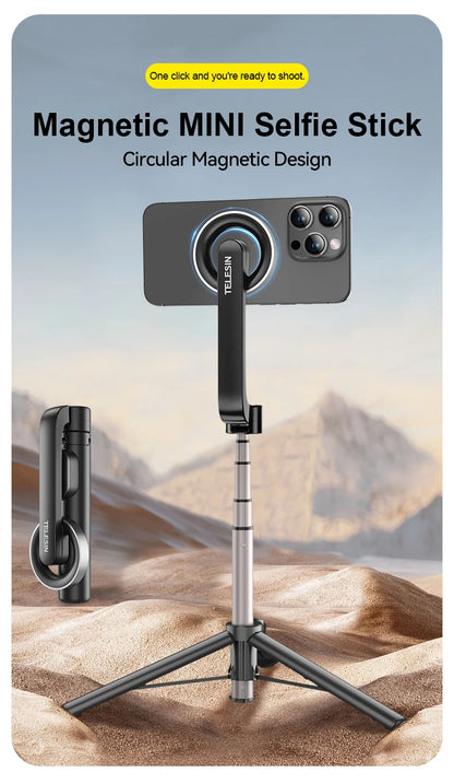 TELESIN Magnetic Selfie Stick Tripod with Remote