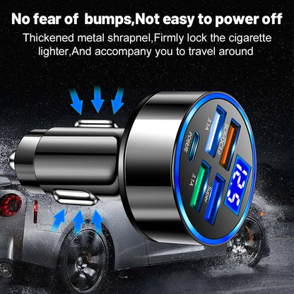 250W LED Car Charger 5 Ports Fast Charge