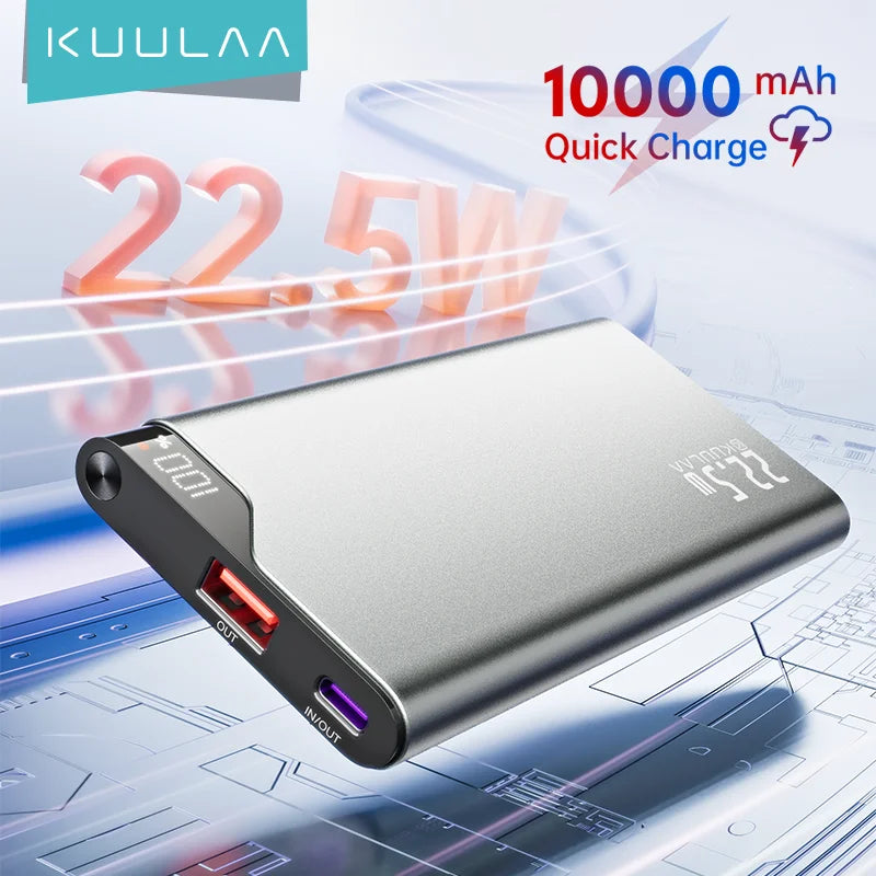 KUULAA 22.5W Power Bank 10000mAh Portable Charger PowerBank Fast Charging External Battery For iPhone16 15 14 Xiaomi poweer bank - CONGATON