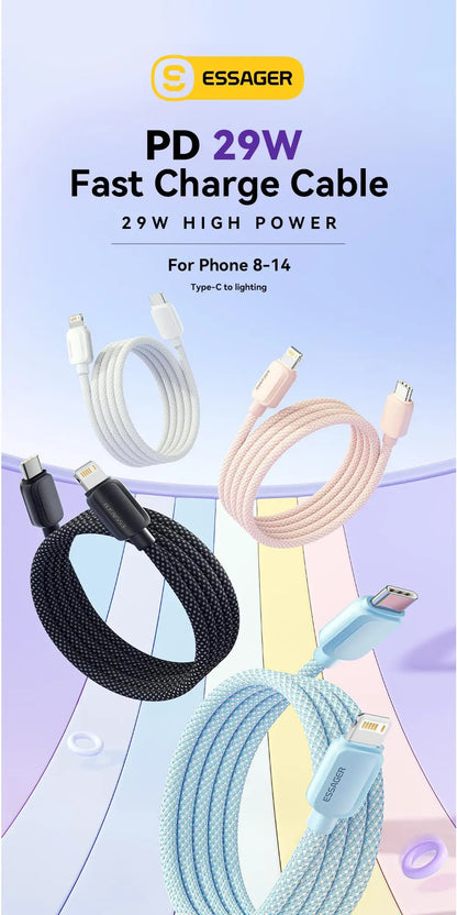 Essager USB Type C Cable For iPhone 14 13 12 11 Pro Max XS PD 20W Fast Charger USB C To Lightning 29W Wire Cord For iPad Macbook - CONGATON