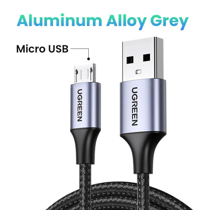 Ugreen Micro USB Cable 3A Nylon Fast Charging USB Type C Cable for Samsung Xiaomi HTC USB Charger Data Cable Mobile Phone Cable - CONGATON