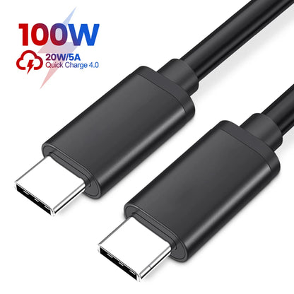 USB Cable PD100W USB C to Type C Fast Charger Cable for Xiaomi Samsung Huawei MacBook iPad 5A Mobile Phone Cord USB Cable Type C - CONGATON