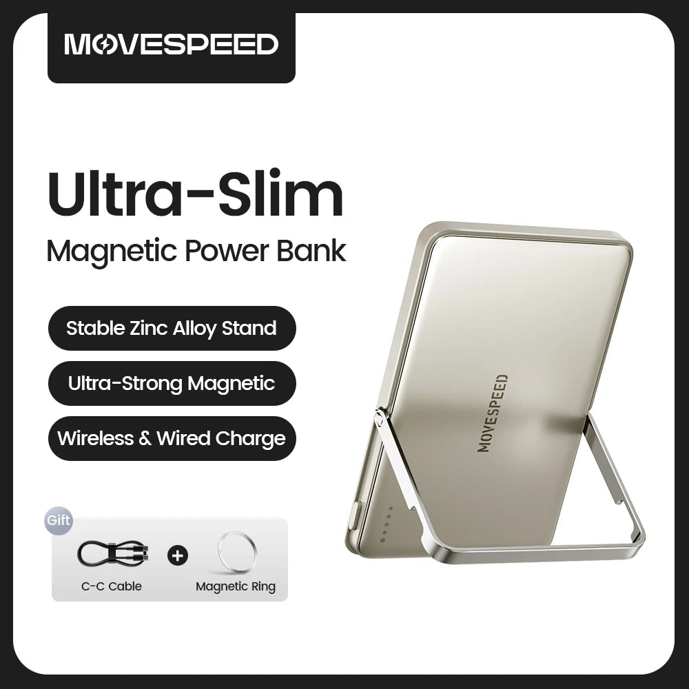 MOVESPEED S05 Magnetic Power Bank 5000mAh 20WPD Wireless Powerbank Slim Portable Battery Charger for iPhone 16 15 Samsung 24 23 - CONGATON