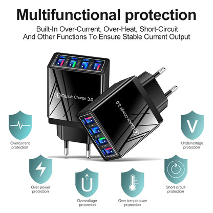 EU US Plug USB Charger Multi Port 4 USB