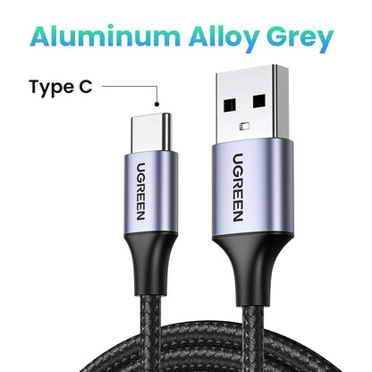 Ugreen Micro USB Cable 3A Nylon Fast Charging USB Type C Cable for Samsung Xiaomi HTC USB Charger Data Cable Mobile Phone Cable - CONGATON