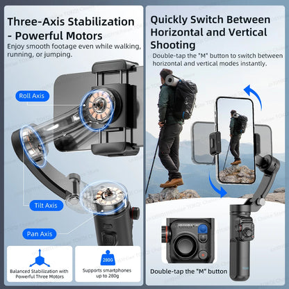 Handheld 3-Axis Gimbal Phone Holder Anti Shake