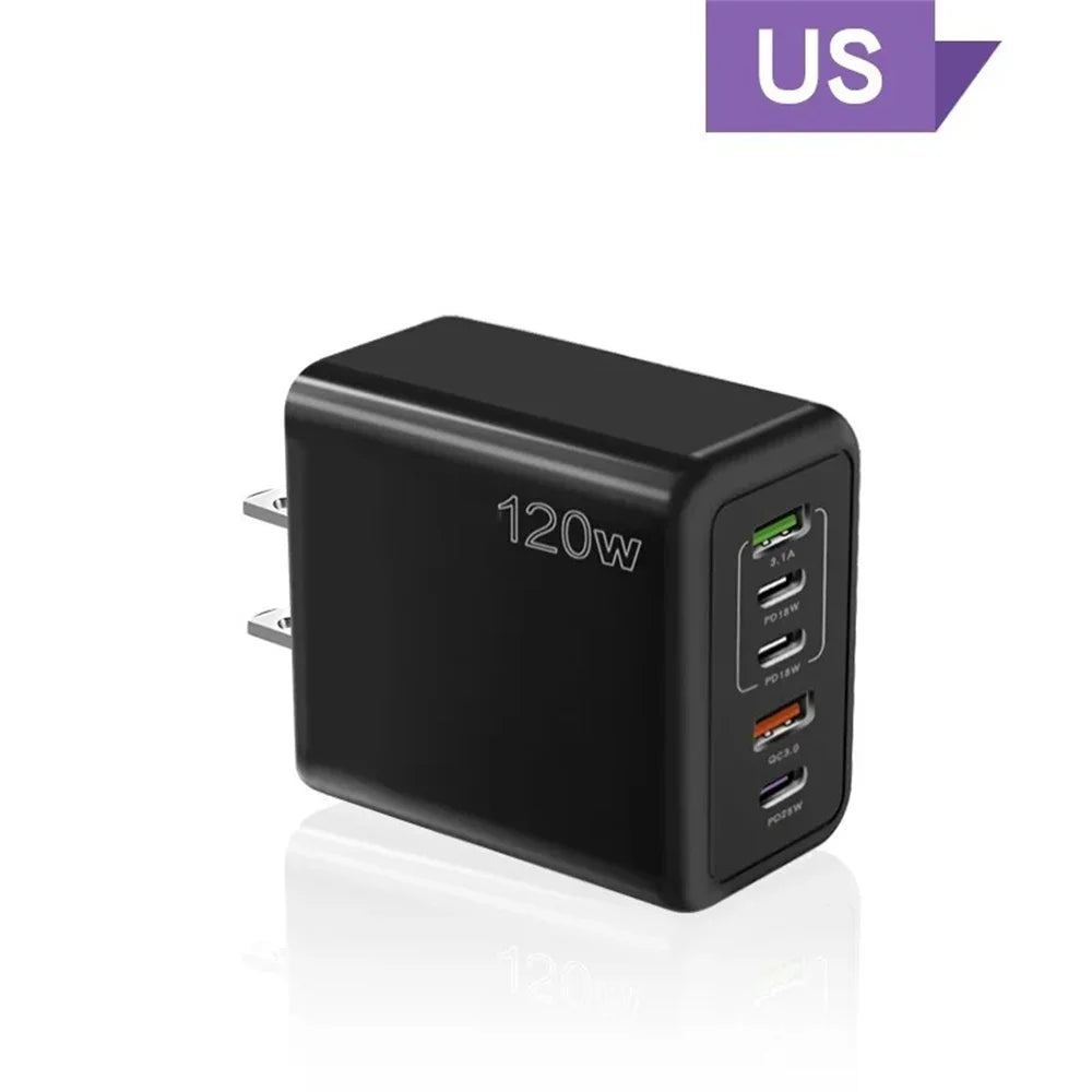 Total 120W USB Charger 5 Ports Type C