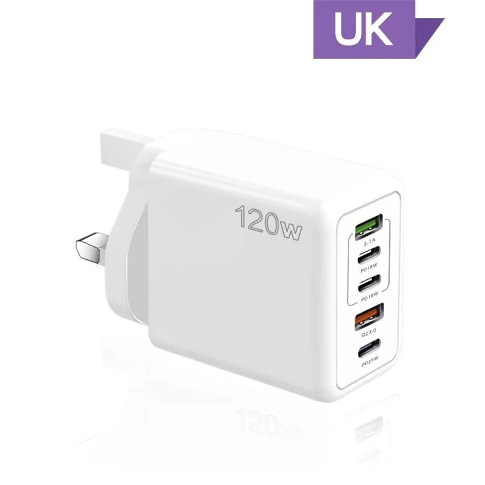 Total 120W USB Charger 5 Ports Type C