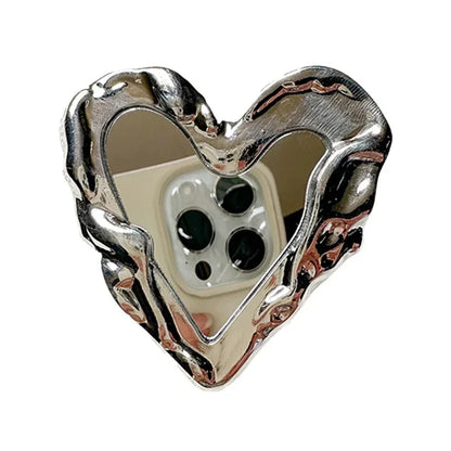 INS Korea Silver Heart Grip Tok Mirror Luxurious