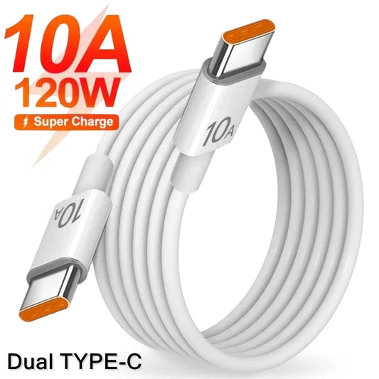 Universal 120W 10A Fast Charger PD Dual USB C To Type C Quick Charging Cable High-speed Data Transfer Wire Cord For Samsung Mi - CONGATON