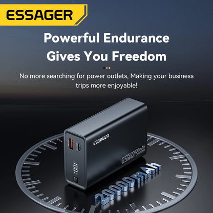 Essager Power Bank 20000mAh Portable PD 65W Fast Charging  Mobile Phone External Battery Powerbank For Phone Laptop Tablet Mac - CONGATON