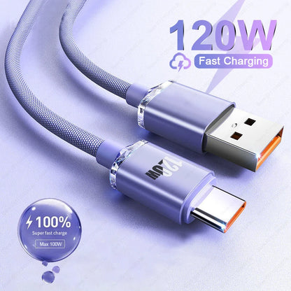 120W 6A Fast Charge USB Type C Quick Charge Cable For Xiaomi Redmi Note 13 14 Pro Huawei Phone Fast Charging Cable Data Cables - CONGATON