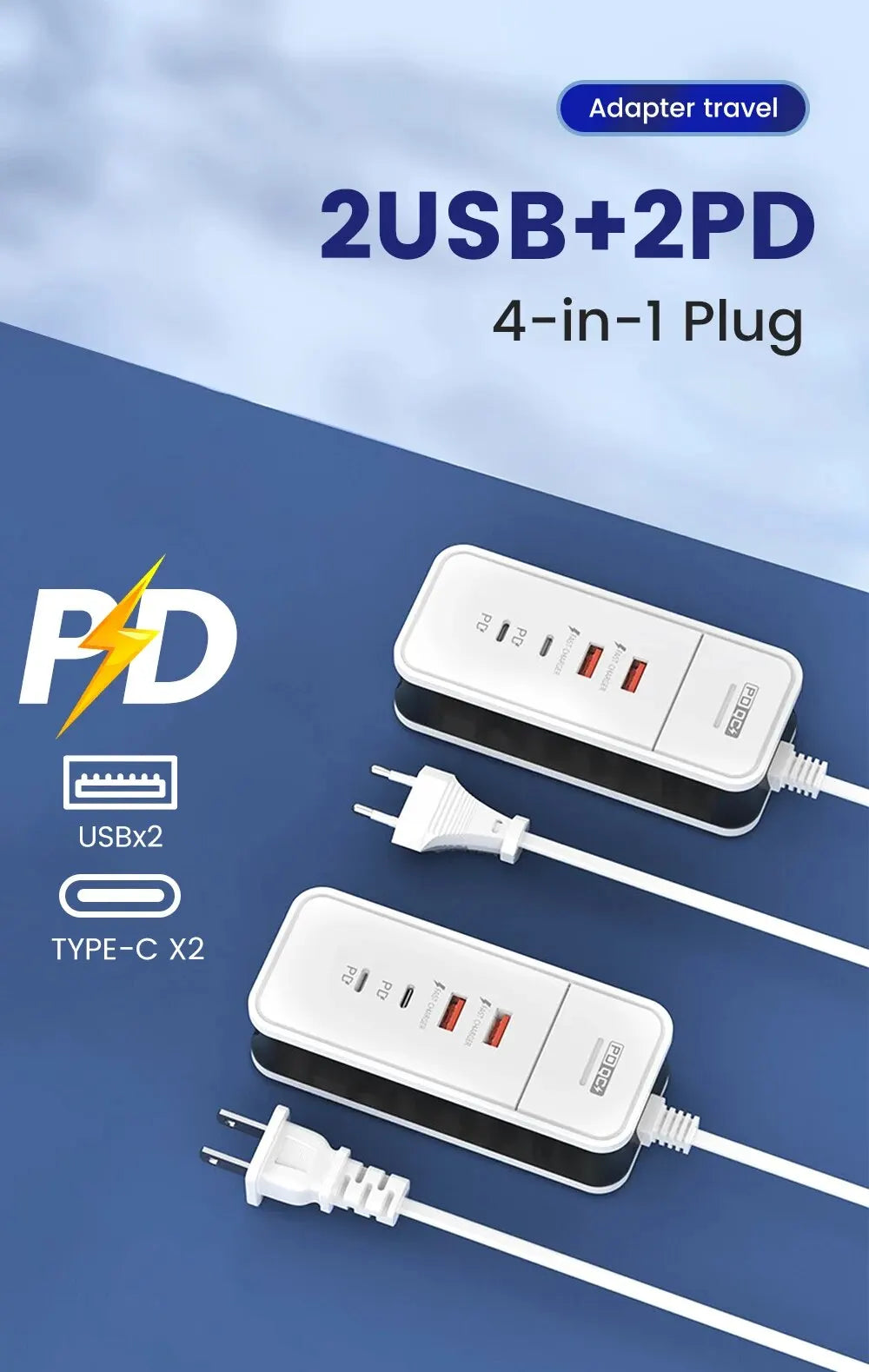 4 Port USB Charger QC 3.0 PD 12W