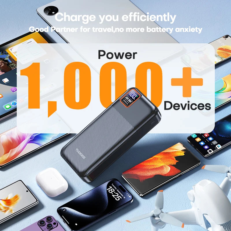 Tuodes Power Bank 20000mAh PD20W External Large Battery Capacity 22.5W Fast Charging Portable Charger For iPhone Samsung Xiaomi - CONGATON