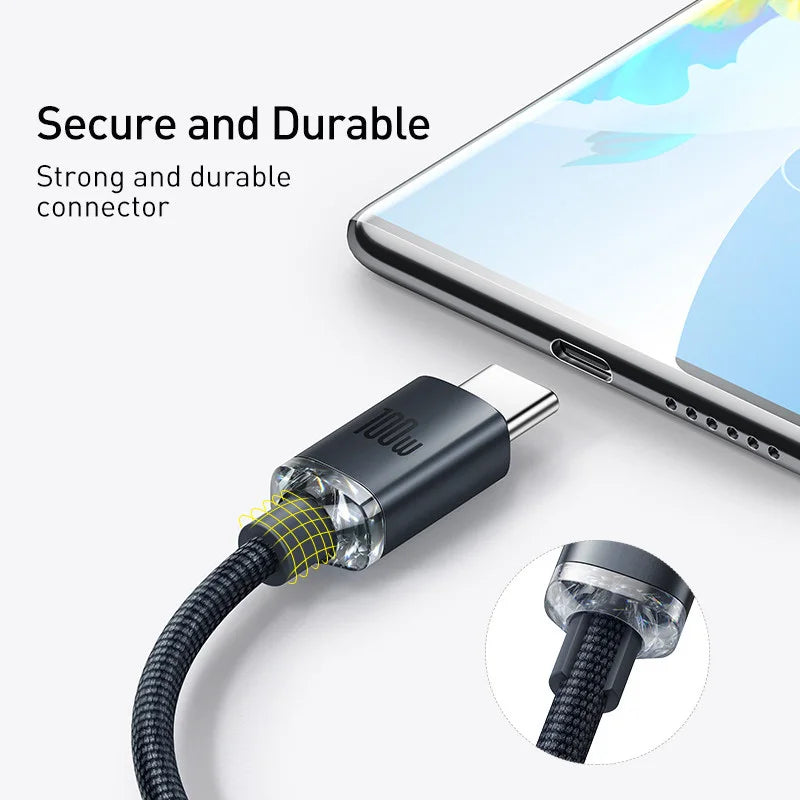 Baseus 6A USB Type C Cable For Realme Huawei P40 Pro 66W Fast Charging Wire USB-C Charger Data Cord For Samsung Oneplus Poco F3 - CONGATON