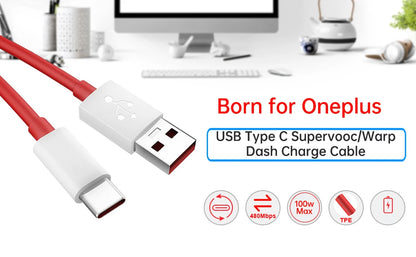 Oneplus 13 12 11 Cable Original 80W Supervooc Warp Charge Usb Type C Cable 100W Fast Charge One Plus 10T Nord CE 4 10 Ace 3 Pro - CONGATON