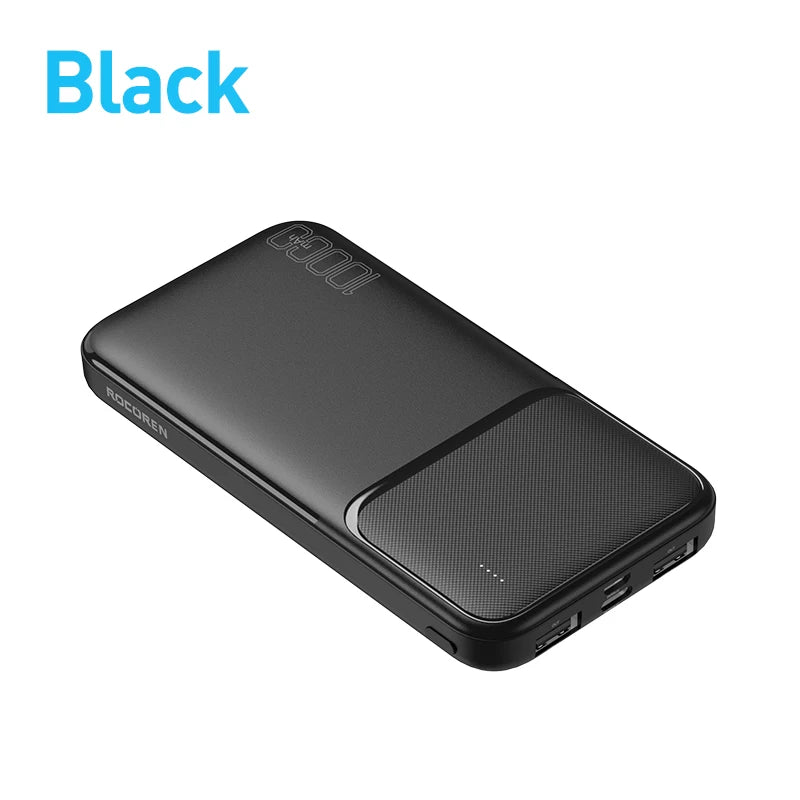 Rocoren Power Bank 10000mAh Portable Charger External Battery PoverBank 10000 Fast Charging Powerbank For iPhone Xiaomi mi POCO - CONGATON