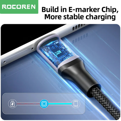 Rocoren 100W USB C To Type C Cable USB PD 3.1 240W Fast Charging Charger Cord USB-C 5A TypeC Cable For iPhone 15 Macbook Samsung - CONGATON