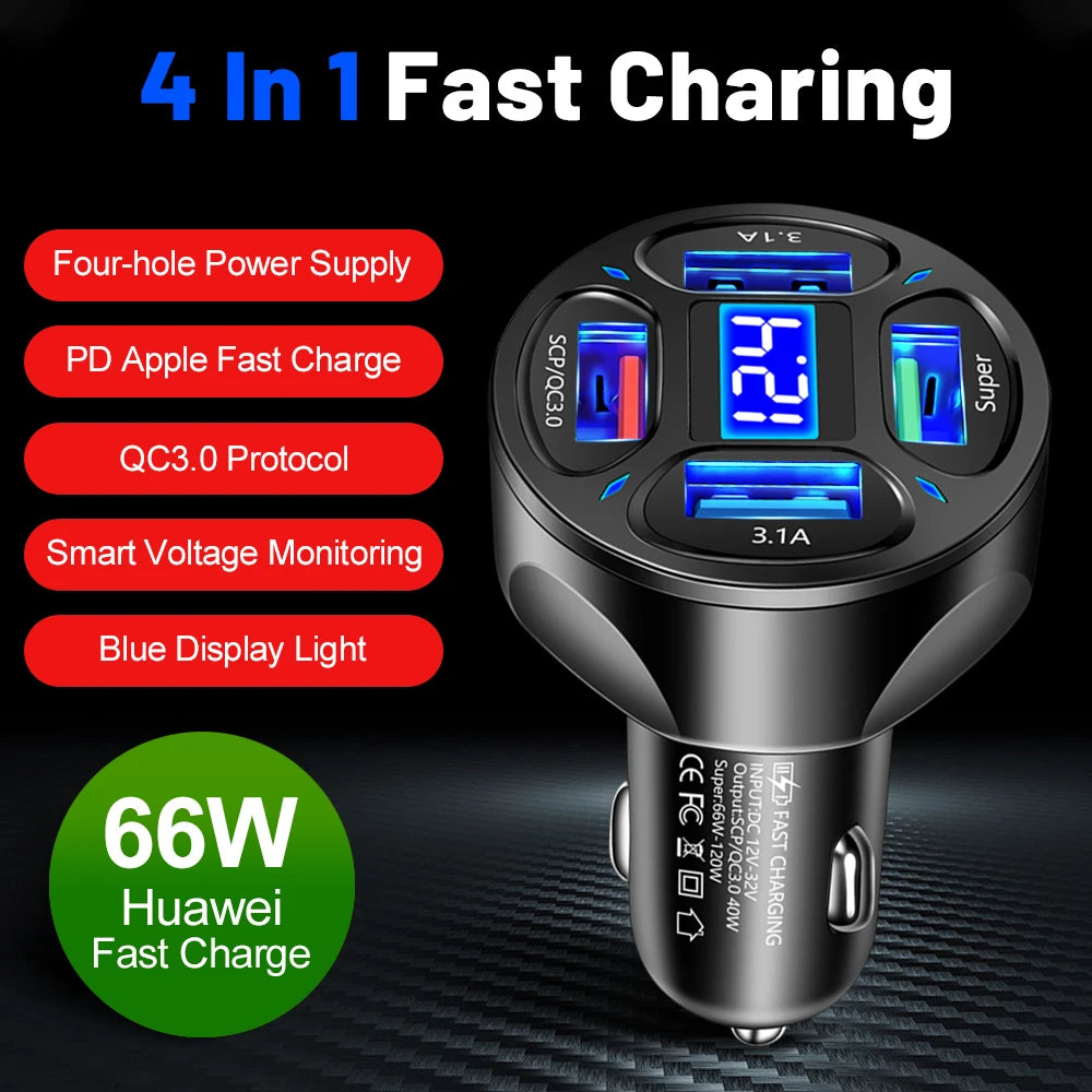 AIXXCO 3 Ports USB Car Charger