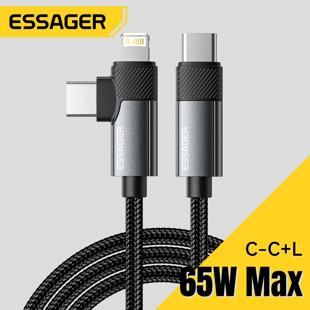 Essager 2 in 1 USB Type C Cable 65W PD Fast Charging Wire Type C To Lightning Cable For iPhone 15 14 Pro Max MacBook iPad Xiaomi - CONGATON