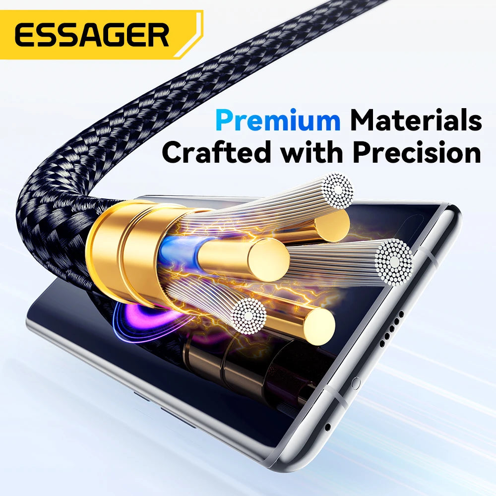 Essager 120W USB Type C Cable PD Super Flash Charging 6A For Xiaomi 14Pro Redmi K70 POCO X6 Black Shark 3Pro LED Digital Display - CONGATON