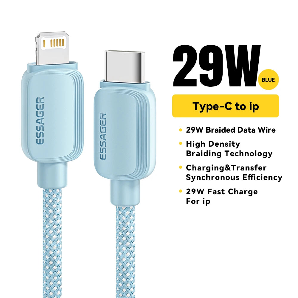 Essager USB Type C Cable For iPhone 14 13 12 11 Pro Max XS PD 20W Fast Charger USB C To Lightning 29W Wire Cord For iPad Macbook - CONGATON