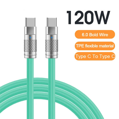 120W 6A Super Fast Charge USB C Liquid Silicone Cable For iPhone 14 15 Huawei Samsung Xiaomi Quick Charger Type-C Data Wire - CONGATON