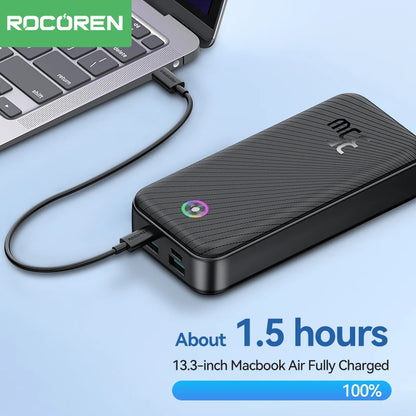 Rocoren 22.5W 20000mAh Power Bank QC PD 3.0 Fast Charge PowerBank Portable 10000mAh External Battery For iPhone 16 Pro Xiaomi mi - CONGATON