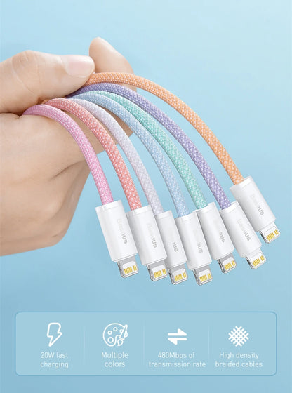 Baseus USB C Cable For IPhone 14 13 12 11 pro Max Xs Plus 20W Fast Charging Cable Type C Date Wire For ipad Macbook - CONGATON