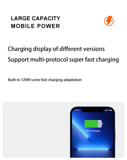 Xiaomi 200000mAh 120W Power Bank Super Fast Charging Battery High Capacity Digital Display Power Bank For iPhone Samsung Huawei - CONGATON