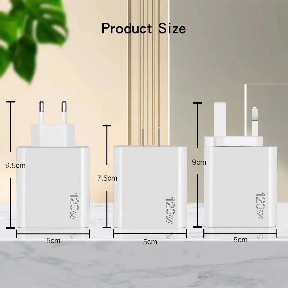 Total 120W USB Charger 5 Ports Type C