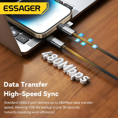 Essager 2 in 1 USB Type C Cable 65W PD Fast Charging Wire Type C To Lightning Cable For iPhone 15 14 Pro Max MacBook iPad Xiaomi - CONGATON