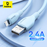 Baseus TPE 2.4A Fast Charging USB Cable for iPhone 14 13 Pro Max Xs Xr X 8 Plus Cable for iPhone iPad Air Mini 4 Charger Cable - CONGATON