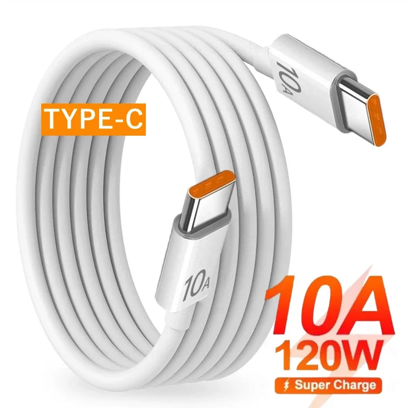 Universal 120W 10A Fast Charger PD Dual USB C To Type C Quick Charging Cable High-speed Data Transfer Wire Cord For Samsung Mi - CONGATON