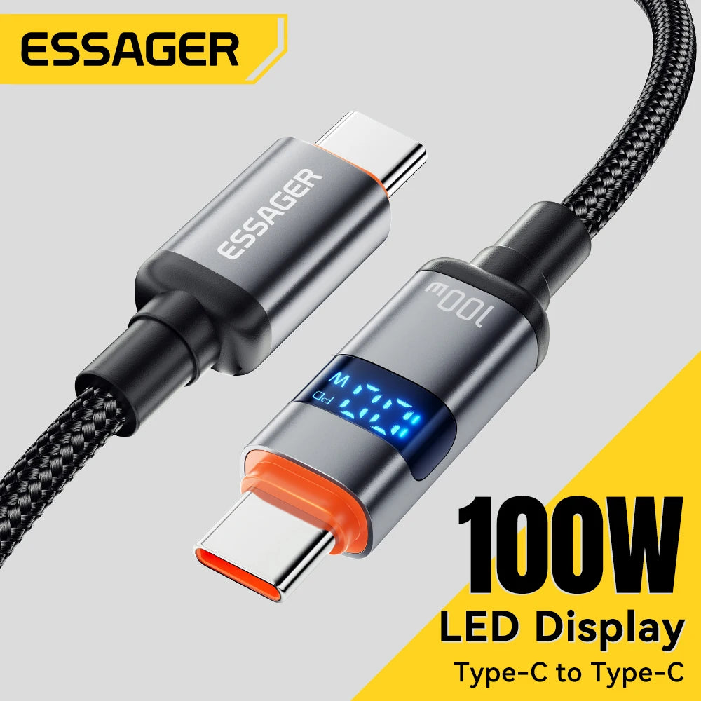 Essager Digital Dispaly USB Type C To USB C Cable For Huawei mate60 100W Fast Charging Charger Wire Cord For Macbook pro Xiaomi - CONGATON