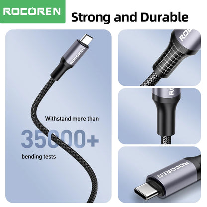 Rocoren 100W USB C To Type C Cable USB PD 3.1 240W Fast Charging Charger Cord USB-C 5A TypeC Cable For iPhone 15 Macbook Samsung - CONGATON