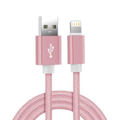 Metal Nylon Braided USB Charger Cable for iPhone 14 8 7 6S Plus X XR XS 11 12 13 Pro Max iPad 9 Fast Charging Data Cord 1m 2m 3m - CONGATON